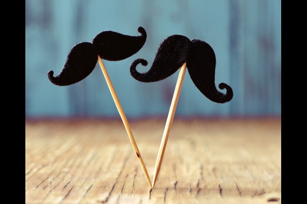 Two fake moustaches on sticks