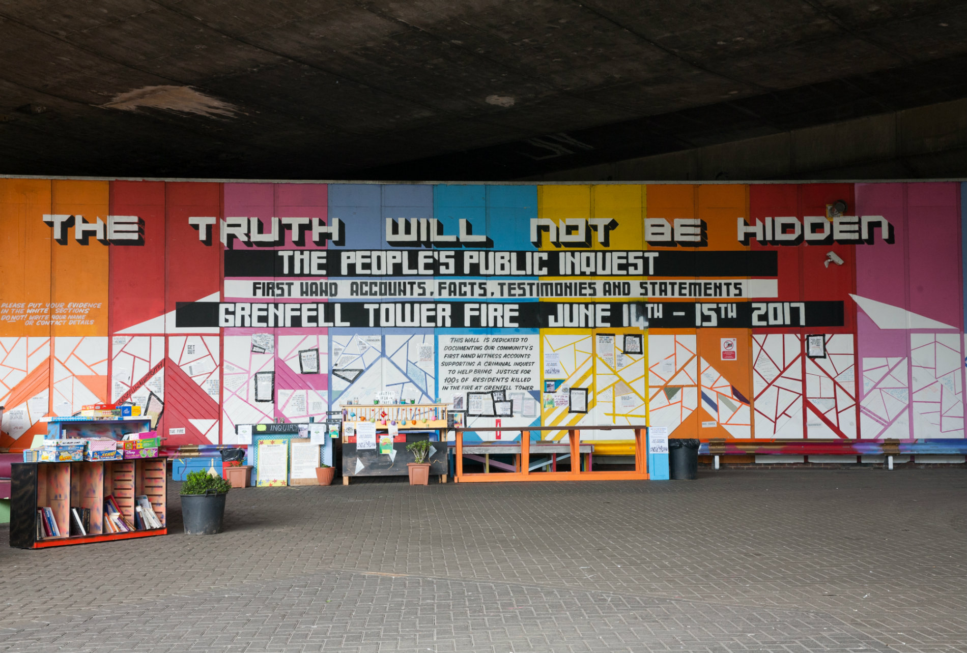 Artist's area at Grenfell Tower site