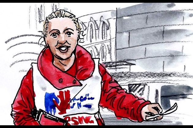 Illustration of member from Scotland handing out flyers