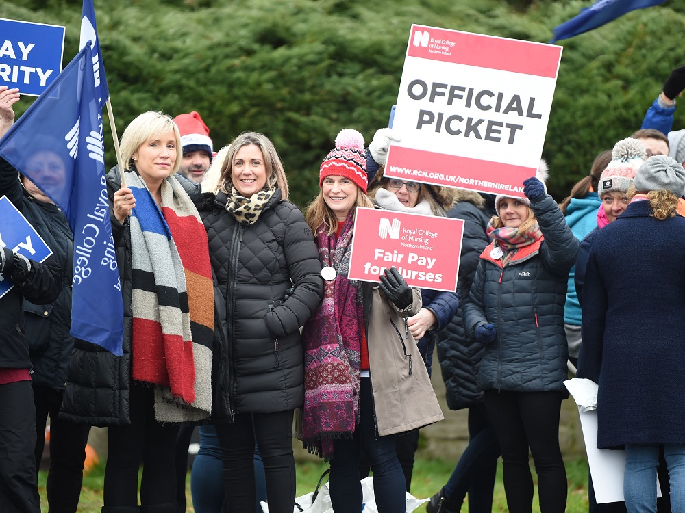 crowd on picket line