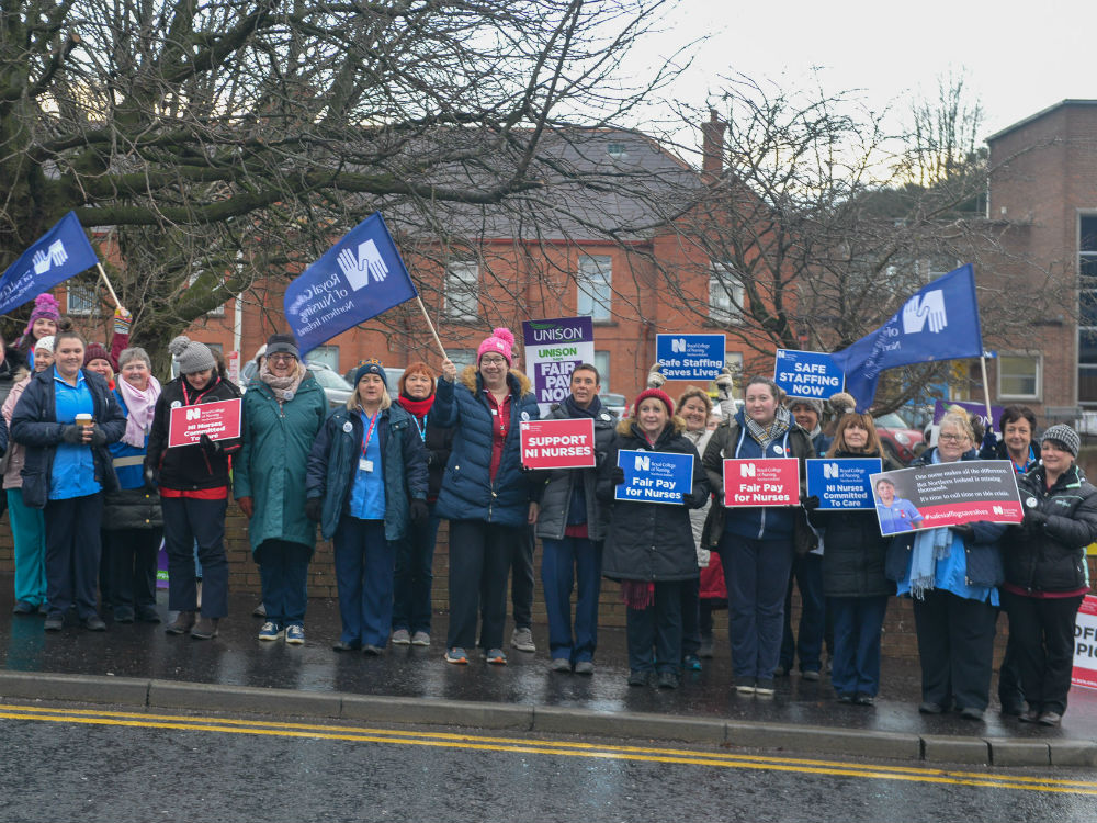 group of people on picket line