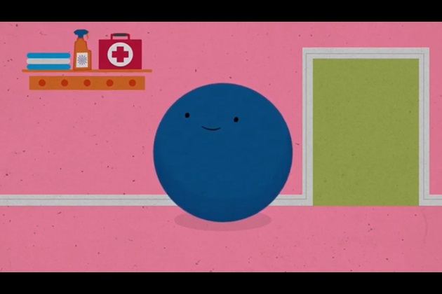 Still from mindfulness animation shows nurse character absorbing sights and sounds of workplace Still from mindfulness animation shows nurse character absorbing sights and sounds of workplace