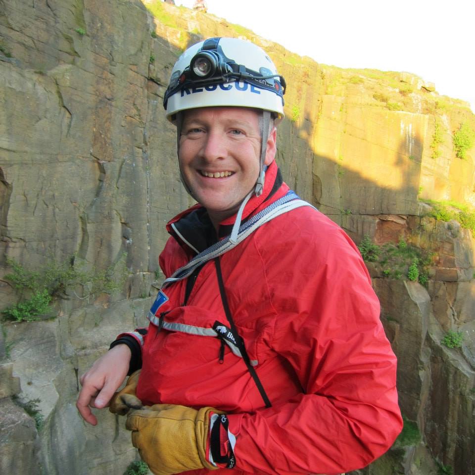 Ben Cooper in climbing rescue gear
