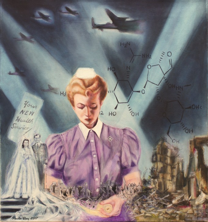 Illustration of the 1940s by Paula Day from the book Nursing Through the Years
