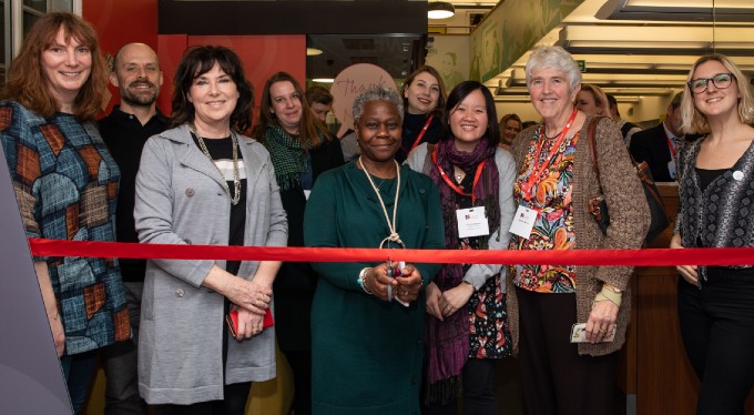 Dame Donna Kinnair cuts the ribbon to open the History of Emotions in Nursing exhibition