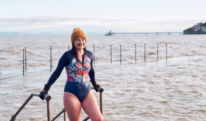 Nurse Olivia wild swimming Clevedon Marine Lake