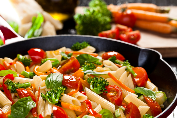 A pan full of pasta