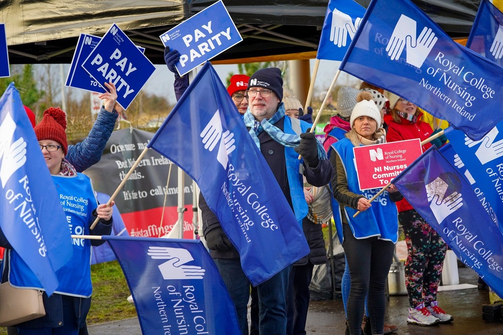 Dennis Greer on picket line in 2019 Northern Ireland