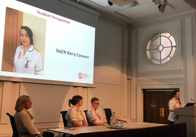 Student nurse Kerry giving a presentation on delirium