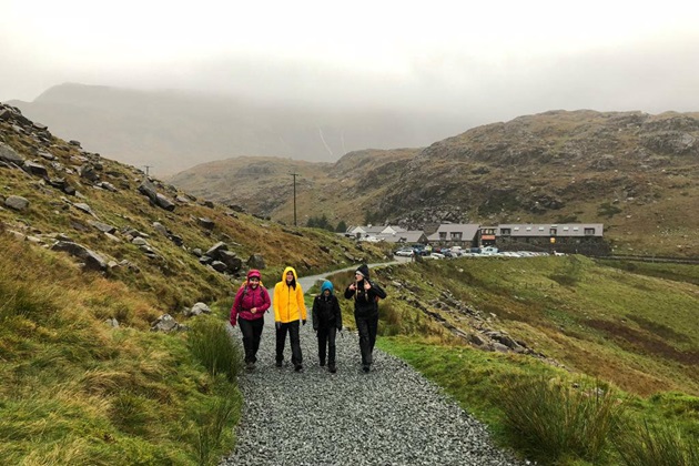 Students walking the Snowdon path