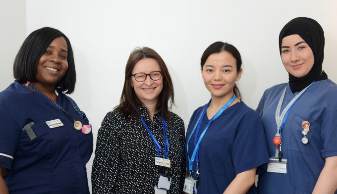Clinical lead Nicola, clinical educator Angela and nursing students Trishnu and Ozlem at Marie Stopes clinic