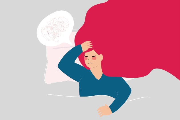 Graphic of woman struggling to sleep