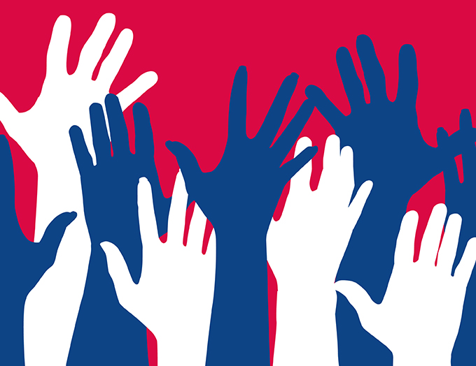 Graphic of voting hands
