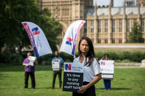 Nurses protesting fair pay at Westminster