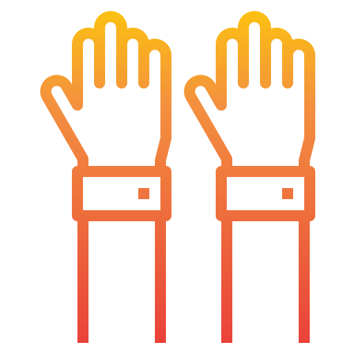 Icon of outline of 2 raised hands