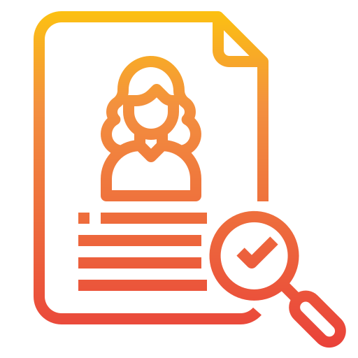 Icon showing cv and magnifying glass