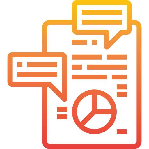 Icon of report with speech bubbles