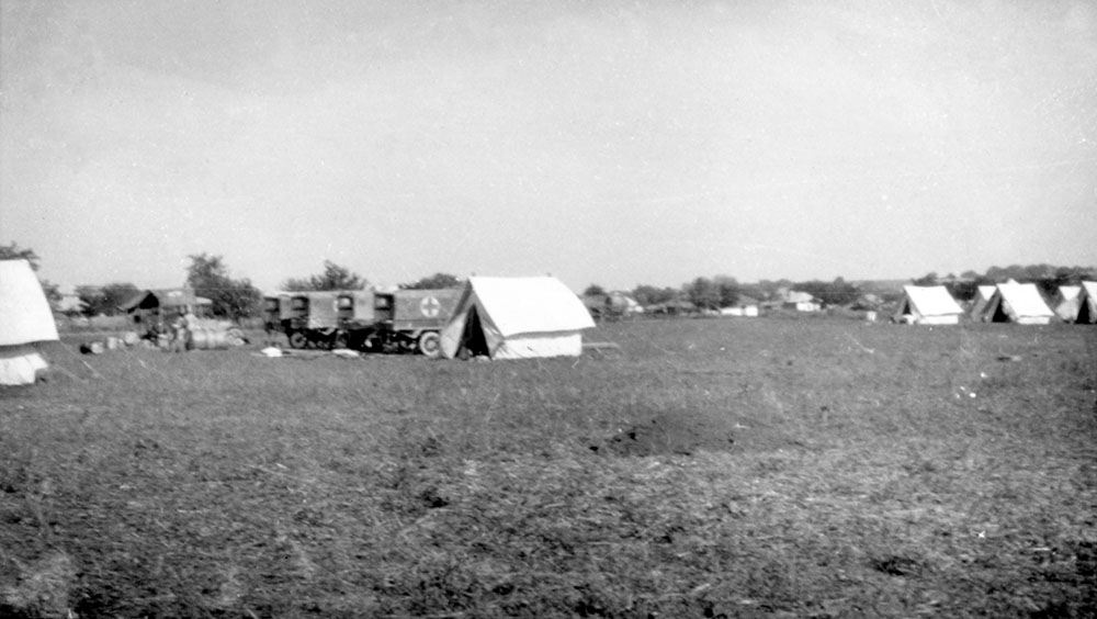 Two rows of tents pitched by the Scottish Women’s Hospitals group, Romania.