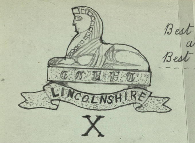 7th Battalion, Lincolnshire Regiment drawn by Private A. Hall