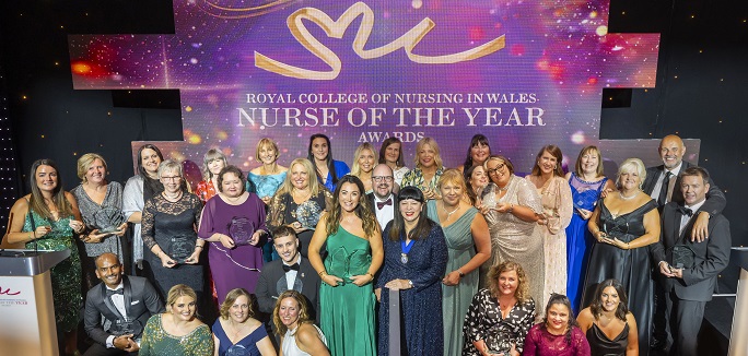 RCN Wales Nurse of the Year Awards 2023 finalists group photo RCN Wales Nurse of the Year Awards 2023 finalists group photo