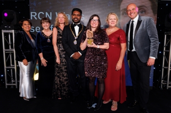 Overall RCN Wales Nurse of the Year Award 2025 photo on stage