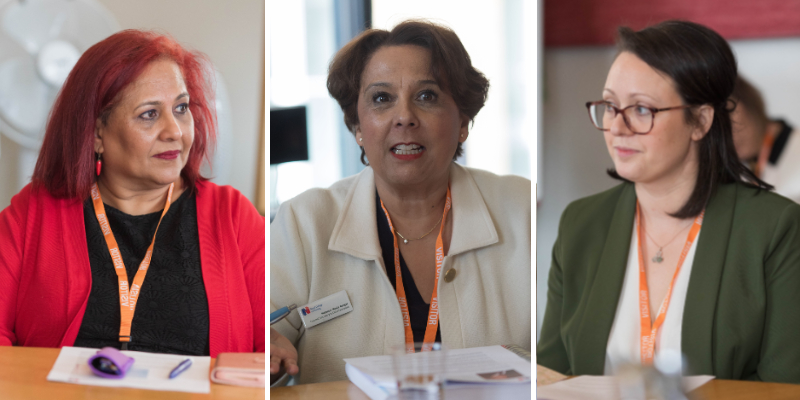 Two RCN members either side of Nicola Ranger at the Health and Social Care Select Committee meeting
